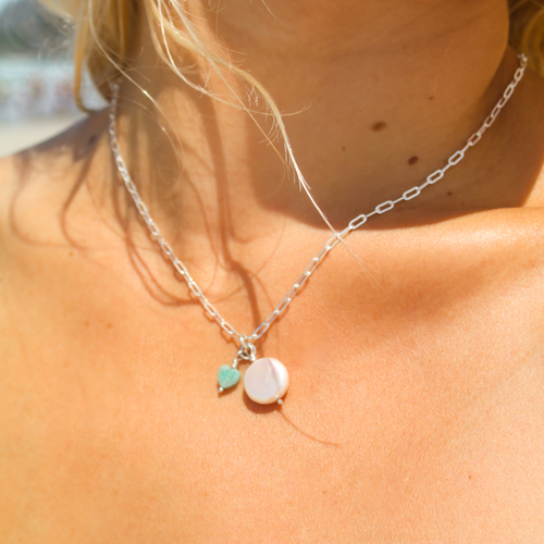 Amazonite Heart Charm