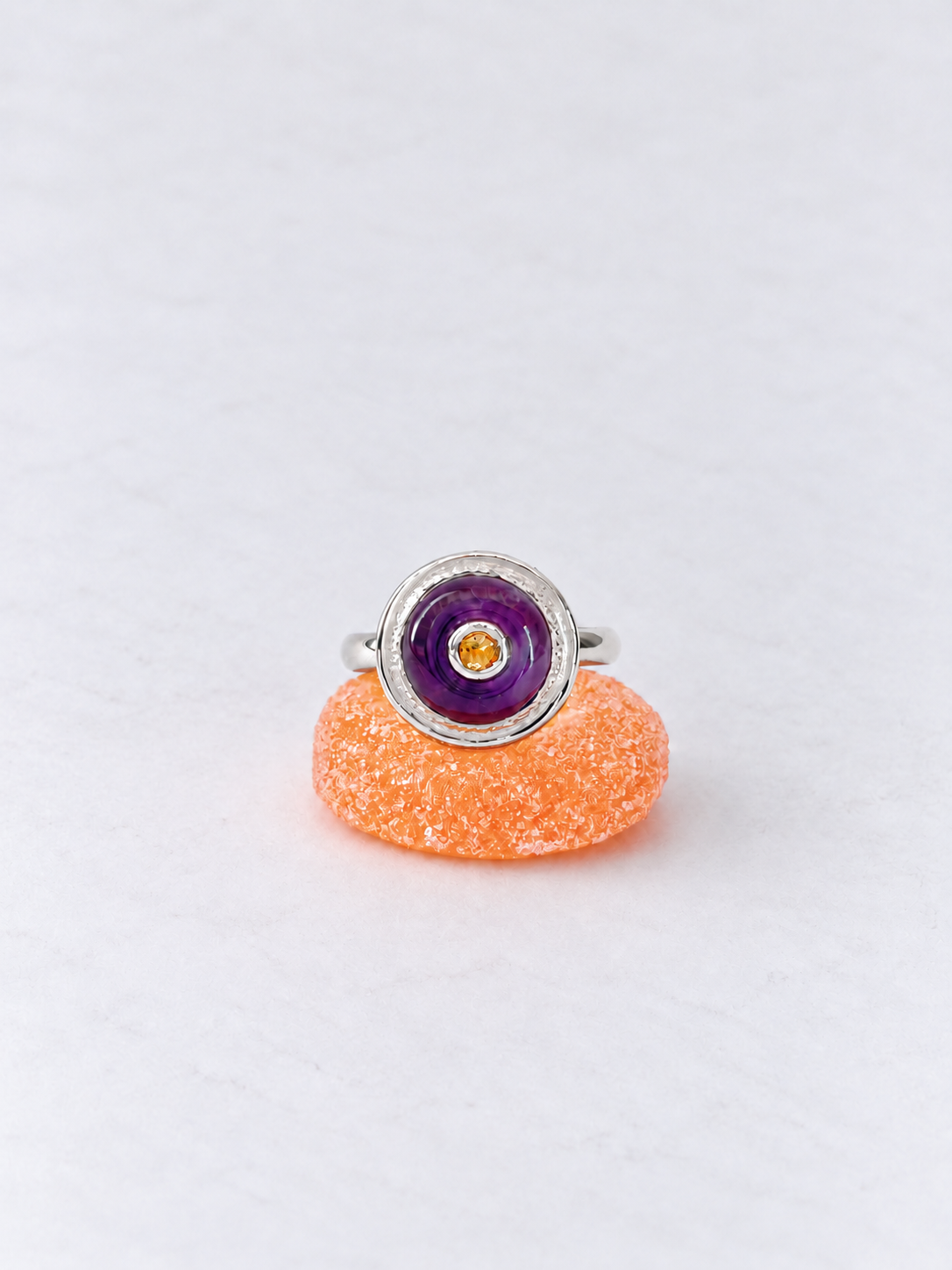 Amethyst and Citrine Small Donut Ring
