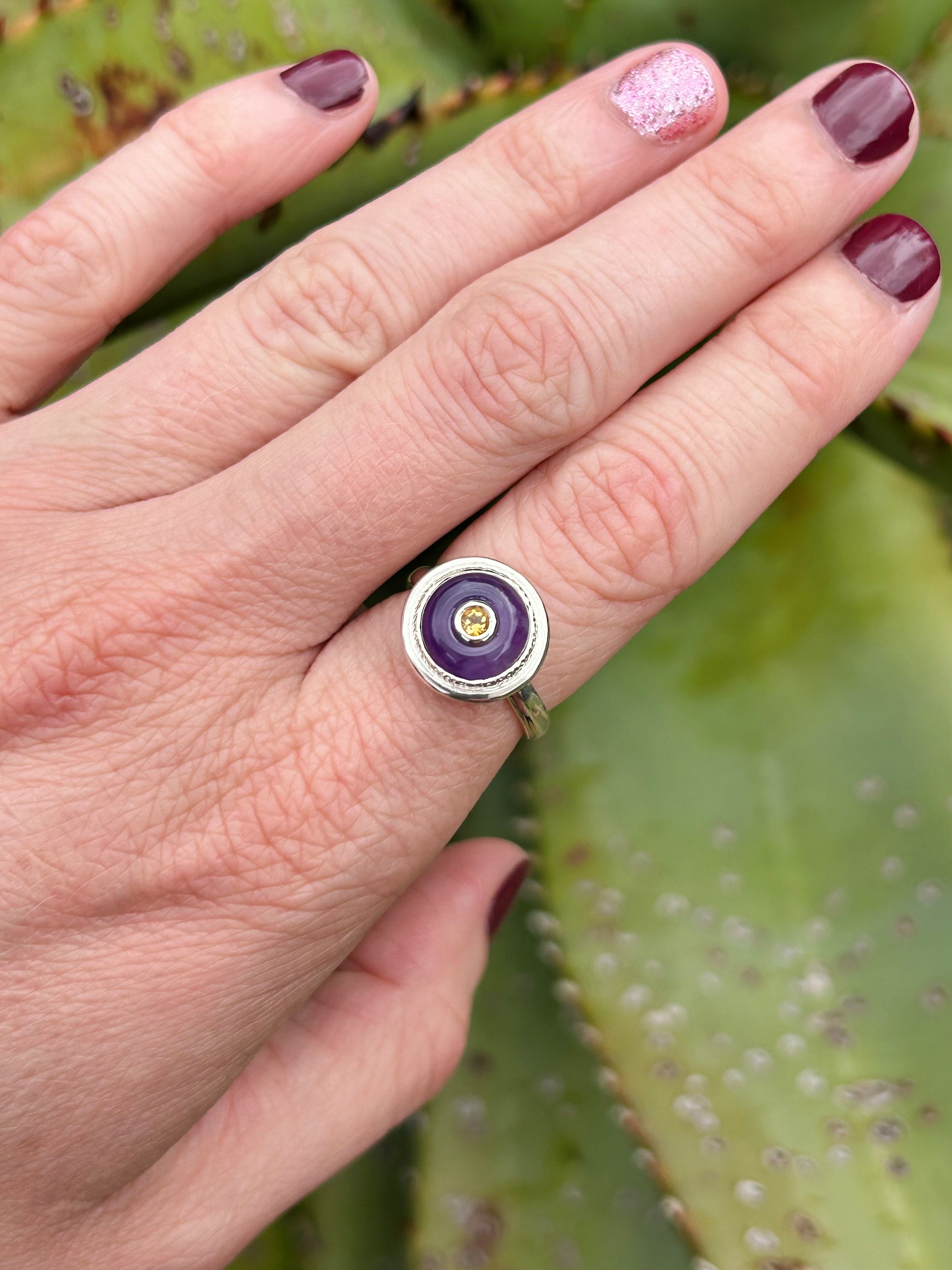 Amethyst and Citrine Small Donut Ring