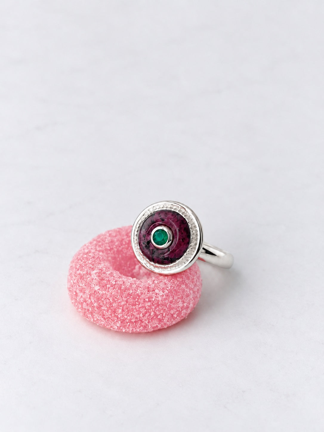 Ruby Zoisite and Green Onyx Small Donut Ring